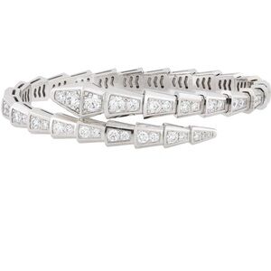 Crystal Serpenti Snake Crystal Silver Cuff Bracelet adjustable